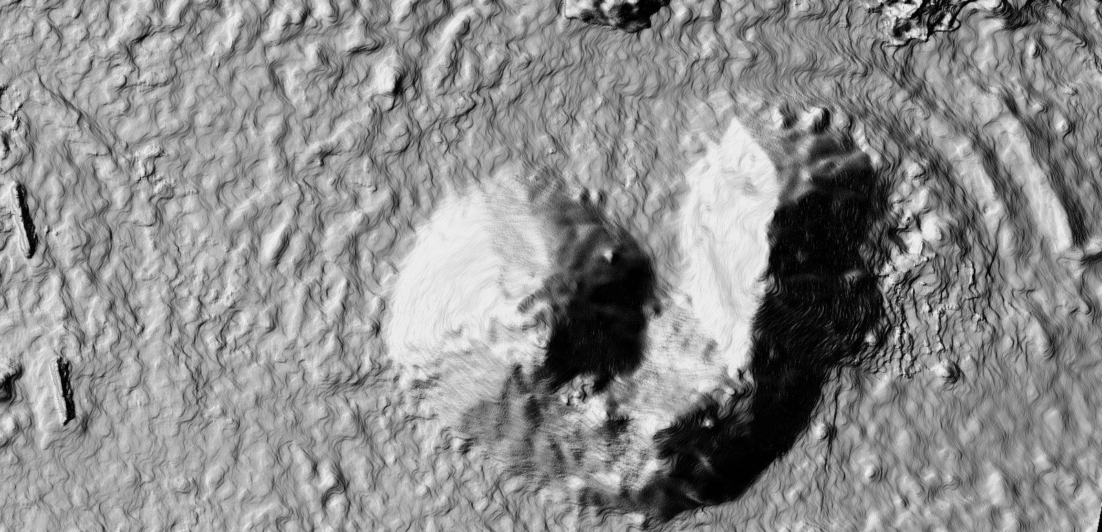Relief ombré du même terrain, calculé à partir du modèle d'élévation